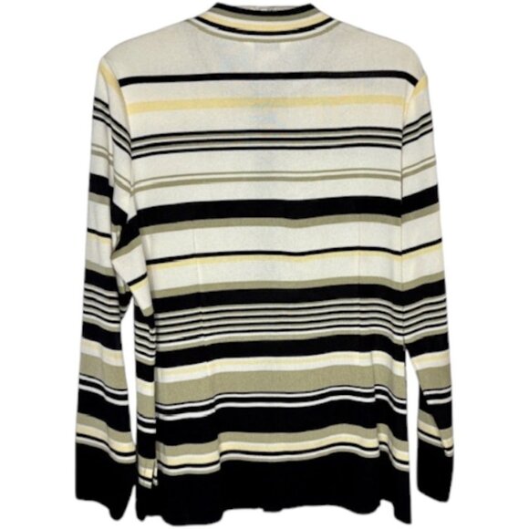 Exclusively Misook Zip Front Knit Cardigan - Black/White/Gray/Yellow - XL - Picture 5 of 8